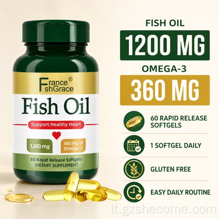 Shecome Softgel di olio di pesce per il cuore Omega 3
